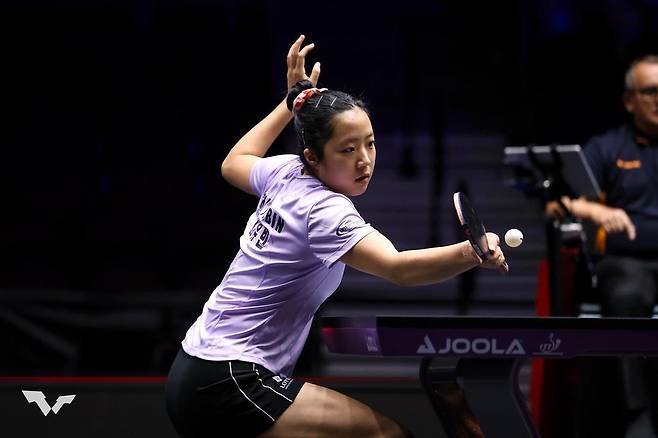 WTT 미국 스매시 경기에 나선 신유빈 [WTT 인스타그램 캡처. 재판매 및 DB 금지]