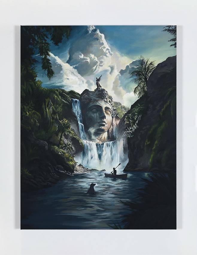 The Wanderer and Their Dog Daniel Arsham, 2025, Acrylic on canvas,
76.2 × 58.4 × 5.1 cm. Courtesy of the artist and Perrotin