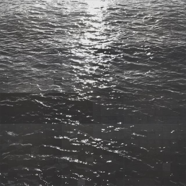 권세진, 바다를 구성하는 576개의 드로잉(576 Drawings forming the sea), 캔버스 한지에 먹(ink on paper on canvas), 240x240cm(each 10x10cm, 576pices), 2020