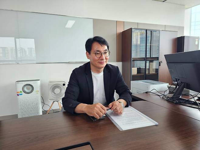 김기웅 에쓰씨엔지니어링 대표이사가 7일 조선비즈와 인터뷰하고 있다. /박지영 기자