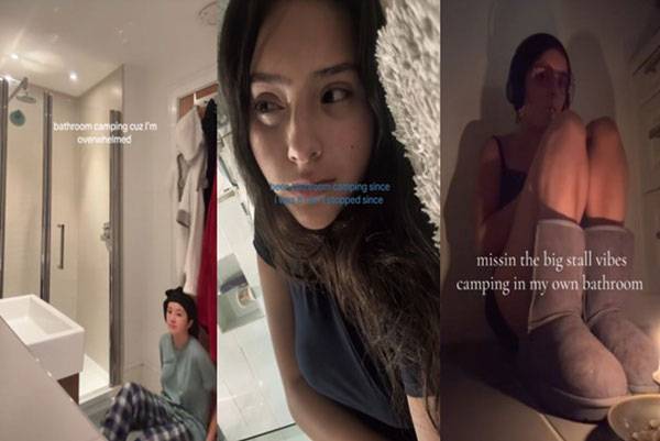 미국 Z세대 사이에서 스트레스 해소와 심리적 안정을 위해 욕실에 머무는 ‘화장실 캠핑’이 유행처럼 번지고 있다./사진=틱톡 캡처