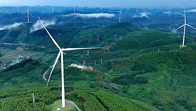 중국의 풍력 발전. 중국중앙TV(CCTV) 화면 캡처