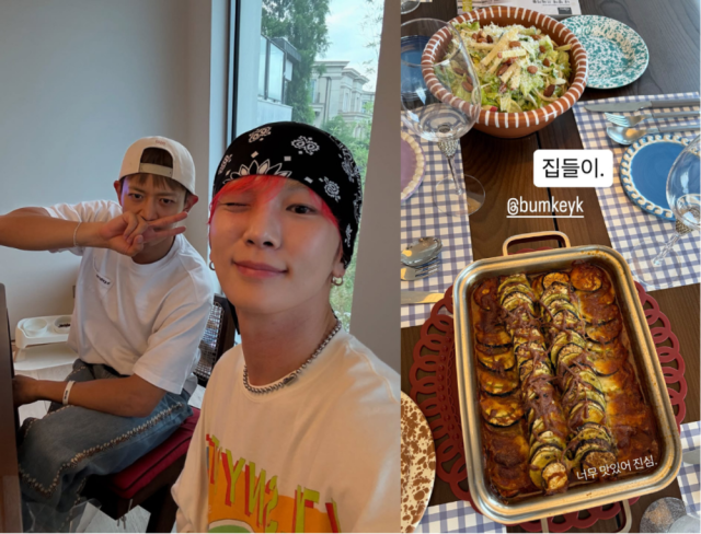 샤이니 키(오른쪽)가 멤버 민호를 집들이에 초대해 식사 시간을 가졌다. / 키 인스타그램