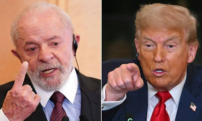 루이스 이나시우 룰라 다시우바 브라질 대통령(왼쪽),&nbsp;도널드 트럼프 미국 대통령. AFP연합뉴스