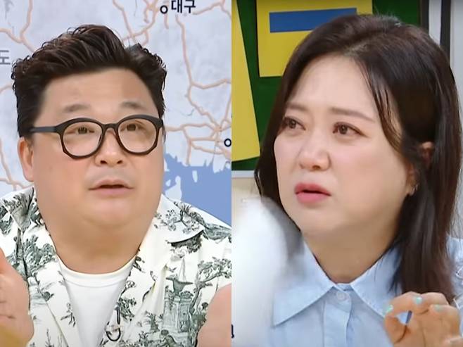 코미디언 윤정수와 김숙. MBC '구해줘! 홈즈' 방송화면 캡처.