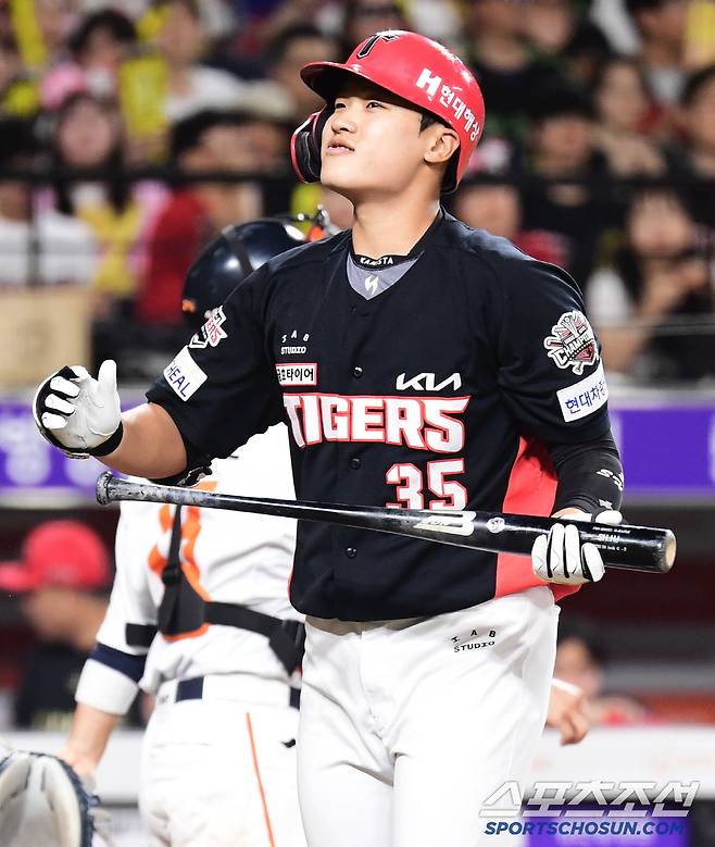 10일 대전 한화생명 볼파크에서 열린 한화와 KIA의 경기. 8회 대타로 나와 삼진을 당한 KIA 김석환. 대전=송정헌 기자songs@sportschosun.com/2025.07.10/