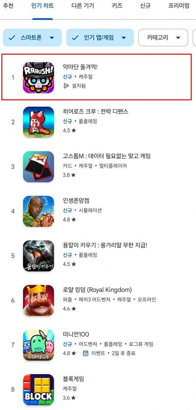 위메이드맥스 '악마단 돌겨억!' 구글 인기순위 1위 달성