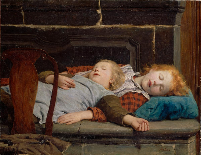 Albert Anker [Two Girls on the Stove Bench], 1895 ©Kunsthaus Zürich