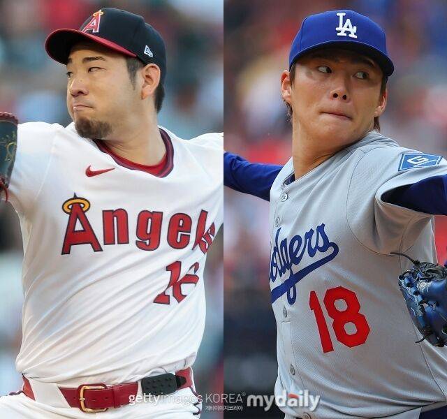 LA 에인절스 기쿠치 유세이와 LA 다저스 야마모토 요시노부./게티이미지코리아