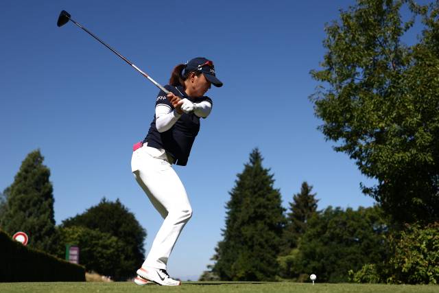 티샷을 하고 있는 고진영. 사진 제공=AFP연합뉴스