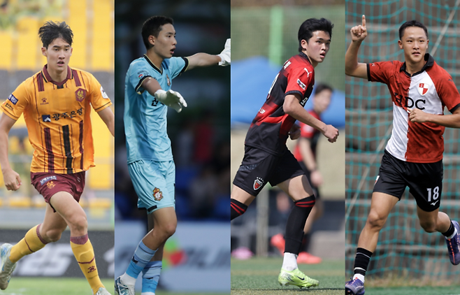 광주 김윤호, 경남 신준서, 포항 노건희, 부산 이호진(왼쪽부터). 사진 | 한국프로축구연맹