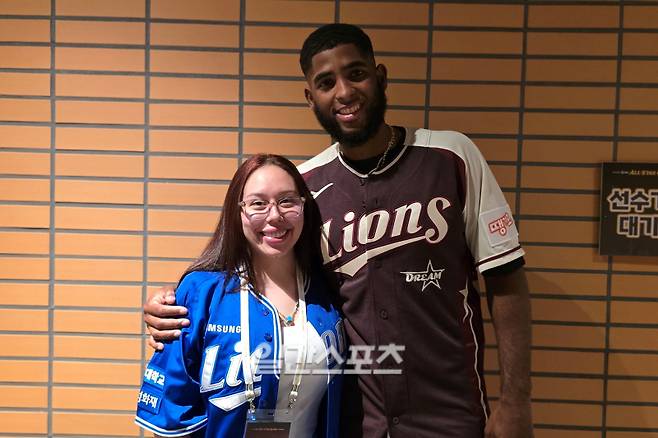 12일 올스타전에 앞서 만난 디아즈 부부. 대전=윤승재 기자
