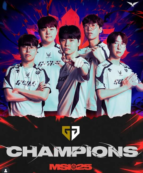 MSI 2연패를 이뤄낸 젠지. [사진 LCK SNS]