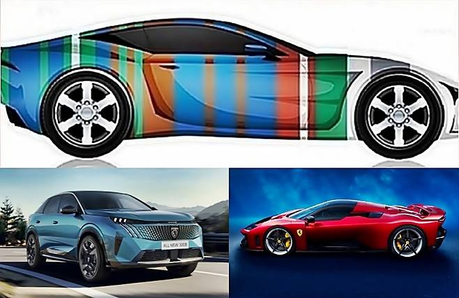 나라마다 민족마다 대표 색상은 다르지만 파란색은 일반적으로 사랑받는 색상이다.  [사진출처=엑솔타,, 페라리, 푸조/ 편집=최기성 매경 디지털뉴스룸 기자]