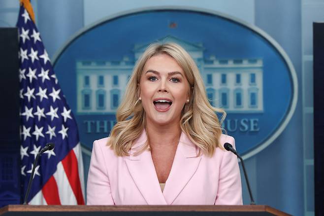 도널드 트럼프 미 행정부의 캐롤라인 레빗 백악관 대변인 [AP]