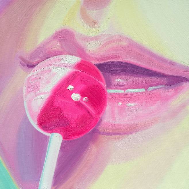 조서영, 'Sweet Love', 캔버스 위에 오일, 45.5x45.5 cm(2025). 김리아갤러리 제공