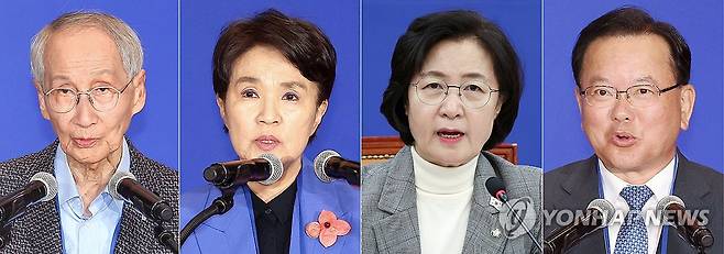 이재명 대통령, EU·프랑스·영국·인도에 특사단 파견 (서울=연합뉴스) 대통령실은 이재명 대통령이 국제사회에 민주 대한민국의 복귀를 알리고, 새 정부의 국정철학 및 대외정책을 설명하기 위해 주요국에 대통령 특사단을 파견키로 했다고 13일 밝혔다. 특사단은 14일부터 유럽연합(EU), 프랑스, 영국, 인도에 순차적으로 파견될 예정이다.
    왼쪽부터 유럽연합(EU) 특사단장 윤여준 전 환경부 장관, 프랑스 특사단장 강금실 전 법무부 장관, 영국 특사단장 추미애 의원, 인도 특사단장 김부겸 전 국무총리. 2025.7.13 [연합뉴스 자료사진] photo@yna.co.kr