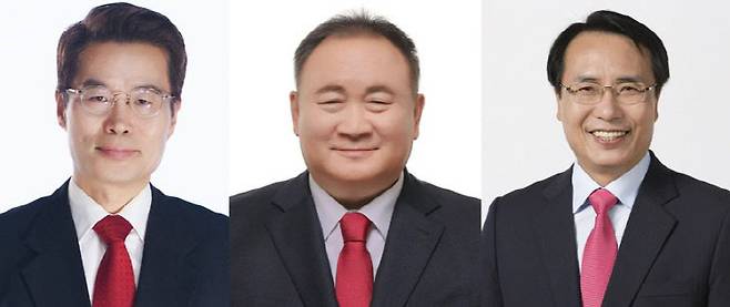 (왼쪽부터) 국민의힘 박경호 대덕구 당협위원장, 이상민 전 대전시당위원장, 한현택 전 동구청장.