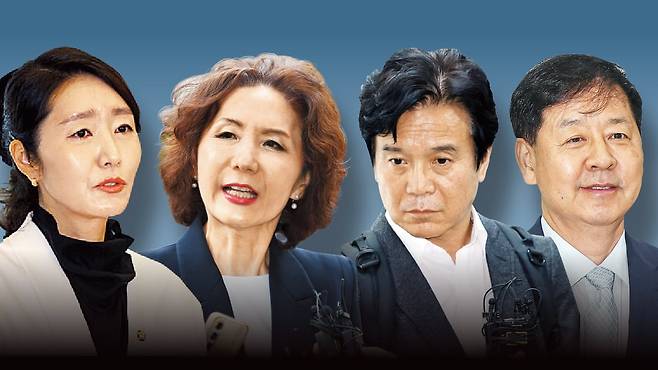 왼쪽부터 강선우(여성가족부 장관 후보자), 이진숙(교육부 장관 후보자), 김영훈(고용노동부 장관 후보자), 구윤철(기획재정부 장관 후보자)