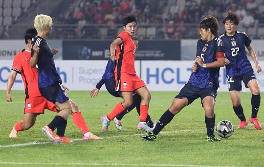 동점골 넣는 정다빈. 사진[연합뉴스]