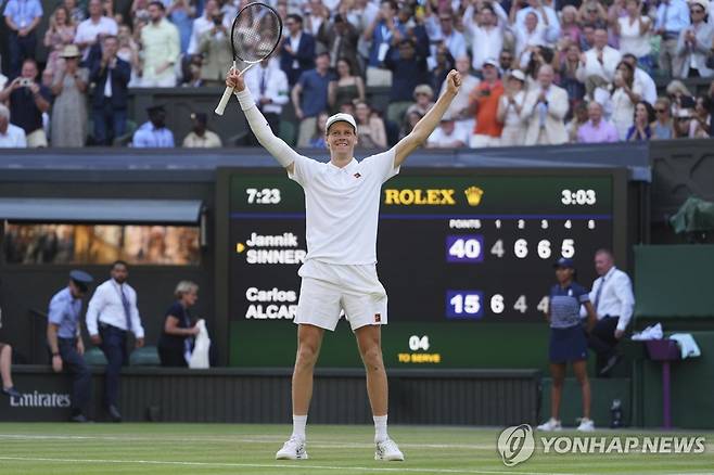 우승을 확정한 신네르 [AP=연합뉴스]