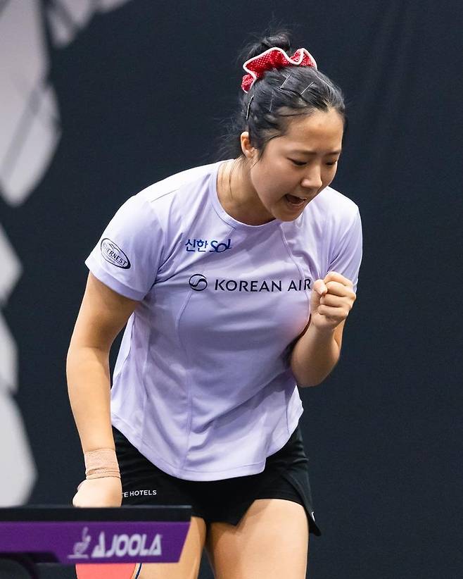 WTT 미국 스매시 여자단식에 나선 신유빈 [WTT 인스타그램 캡처. 재판매 및 DB 금지]