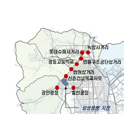 경민광장교차로 외 8곳 표시도. 사진=의정부시청