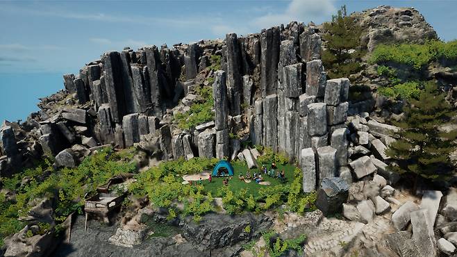 ㈜리얼프로텍이 오는 17일부터 20일까지 광주실감콘텐츠큐브(GCC) VX 스튜디오에서 진행되는 녹화를 오픈 스튜디오로 운영한다. 사진은 무등산 입석대를 3D로 모델링해 만든 가상 이미지. <리얼프로텍 제공>