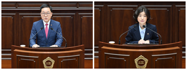부산시의회 기획재경위원회 소속 김형철(연제2) 의원(사진 왼쪽), 행정문화위원회 소속 김효정(북2) 의원. 부산시의회 제공