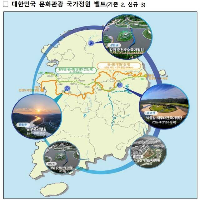 경북, 충남, 강원에도 생태환경과 지역문화가 결합한 국가정원 기반 문화관광 거점을 신규로 지정하는 대한민국 문화관광 국가정원 벨트. 경북도 제공.