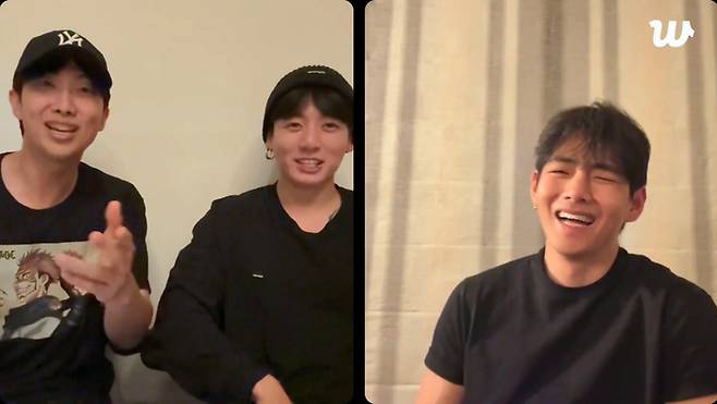 BTS RM-정국-뷔. 위버스 라이브 방송 캡쳐.