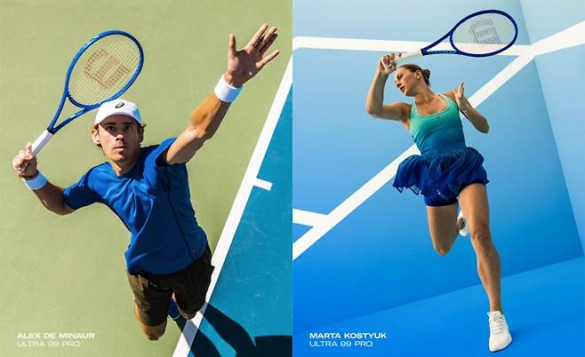 윌슨의 울트라 V5라켓을 사용하는 알렉스 드 미노와 마르타 코스튜크(사진제공/윌슨)