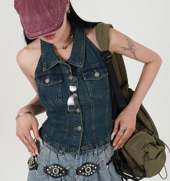 반셀 여름 데님 민소매. 지그재그 캡처