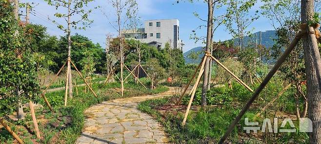 [사천=뉴시스]경남 사천시에 조성된 한 도시숲.(사진=경남도 제공)