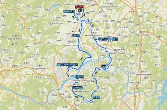 세종 비단가람 자전거투어 코스 일부. 여행공방 제공