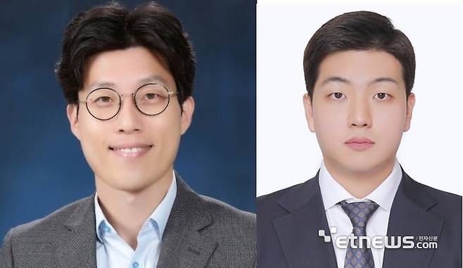 안지환 포스텍 교수(왼쪽)와 포스텍 기계공학과 통합과정 주경재 씨