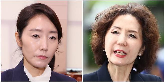 강선우 여성가족부 장관 후보자(왼쪽)와 이진숙 교육부 장관 후보자. 연합뉴스