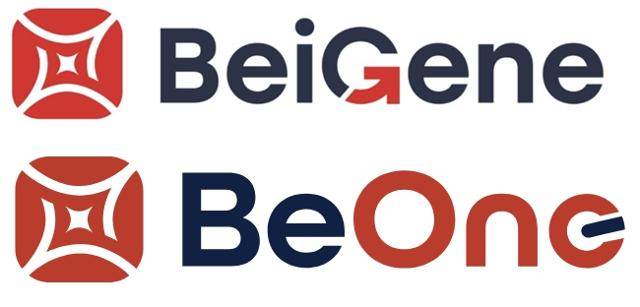 중국 바이오기업 비원메디슨(아래쪽) 로고와 사명 변경 전 베이진(위쪽)의 로고. 온라인 캡처
