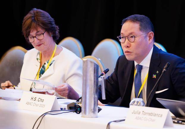 조현상 HS효성 부회장이 2월 26일 호주 브리즈번에서 아시아태평양경제협력체(APEC) 기업인자문위원회(ABAC) 1차 회의를 주재하고 있다. 대한상공회의소 제공