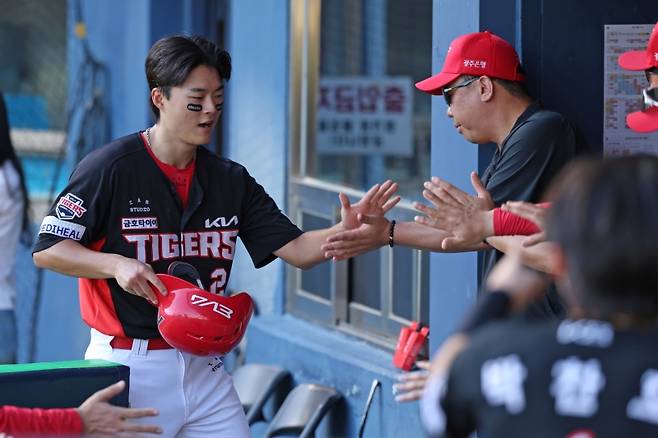▲ LG트윈스와의 경기에서 6회 초 1득점 한 박민 [KIA타이거즈]&nbsp;