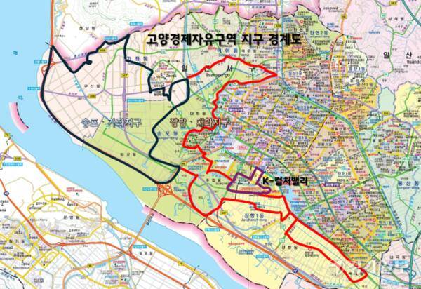 고양경제자유구역 지구 경계도. 신진욱기자