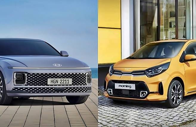 그랜저와 모닝 [사진출처=현대차, 기아]