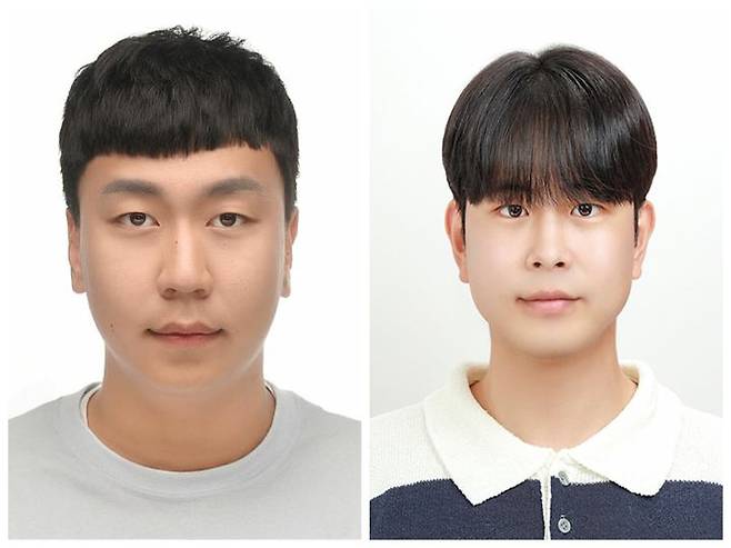 [대전=뉴시스] 왼쪽부터 국립한밭대  창의융합학과 성백상 박사과정생과 이주호 석사과정생.(사진=국립한밭대 제공) *재판매 및 DB 금지