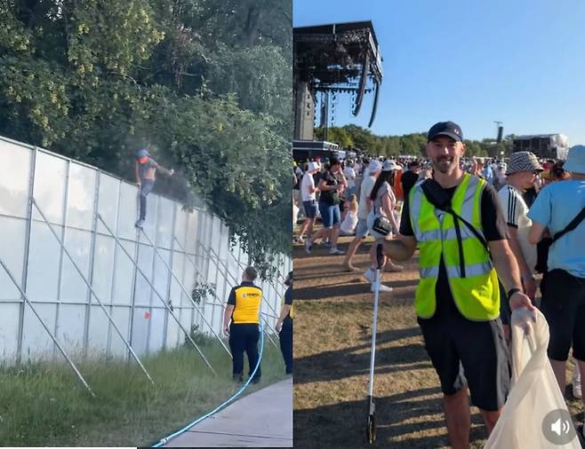 영국 맨체스터에서 열린 오아시스 공연에 다양한 방법으로 잠입을 시도하는 팬들 [틱톡·페이스북 캡처]