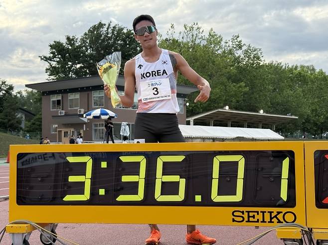 남자 육상 1500m 한국기록을 한달 만에 갈아치운 이재웅. 대한육상연맹 제공
