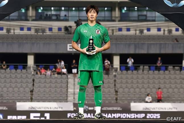 15일 한국을 상대로 실점하지 않은 오사코 게이스케 골키퍼. /사진=EAFF 공식 홈페이지