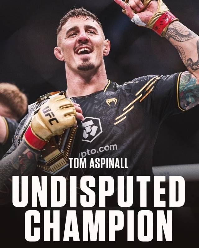 존 존스의 은퇴로 헤비급 챔피언이 된 톰 아스피날. 그의 1차 방어전 상대는 시릴 간이 될 듯하다. 사진=X