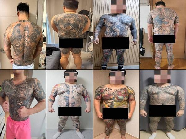 서울 서남권에서 활동한 조직폭력단체 '진성파' 조직원들이 무더기로 경찰에 검거됐다. 사진은 '진성파' 조직원들이 몸에 새긴 문신. /사진=뉴스1(서울경찰청 광역수사단 제공)
