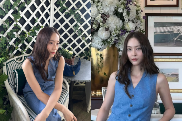 배우 겸 가수 정수정(크리스탈)이 런던에서 청량한 여름 패션을 뽐냈다. / 정수정 인스타그램 캡처