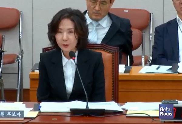 이진숙 교육부 장관 후보자가 16일 서울 여의도 국회 교육위원회에서 열린 인사청문회에서 발언하고 있다.&nbsp;ⓒ국회인터넷의사중계시스템